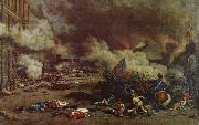 unknow artist Da the avslojades ,att king had consort with France enemies charge a rebellion crowd the 10 august Tuilerierna Spain oil painting reproduction